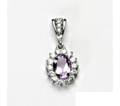 Zlatý přívěsek Kate, bílé zlato, přírodní sv. ametyst, čiré zirkony,  P 1507/2