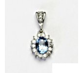 Zlatý přívěsek Kate, bílé zlato, přírodní topaz swiss, čiré zirkony,  P 1507/2