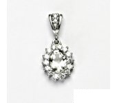 Zlatý přívěsek Kate, bílé zlato, přírodní křišťál, čiré zirkony,  P 1507/2