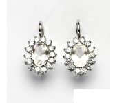 Zlaté náušnice, Kate, bílé zlato, přírodní růženín, čiré zirkony ,NK 1507 