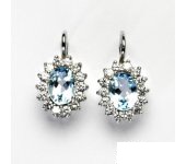 Zlaté náušnice, Kate, bílé zlato, přírodní topaz sky, čiré zirkony , NK 1507