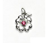 Zlatý přívěsek, zirkon rubín, čtyřlístek, bílé zlato, P 219