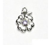 Zlatý přívěsek, zirkon ametyst, čtyřlístek, bílé zlato, přívěšek ze zlata, P 219
