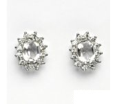 Zlaté náušnice Kate, bílé zlato, přírodní křišťál, čiré zirkony, NŠ 1480