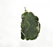 Přírodní vltavín, žluté zlato, zlatý přívěsek, přívěsek s vltavínem, 7,53 g   