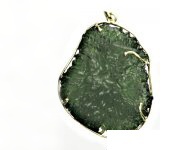 Přírodní vltavín, žluté zlato, zlatý přívěsek, přívěsek s vltavínem, 10,81 g