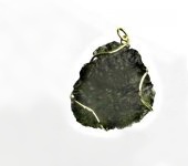 Přírodní vltavín, žluté zlato, zlatý přívěsek, přívěsek s vltavínem, 7,10 g  