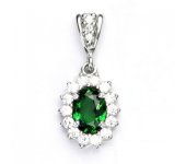 Zlatý přívěsek Kate, bílé zlato, zirkon emerald, čiré zirkony, P 1507/2