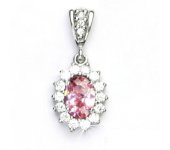 Zlatý přívěsek Kate, bílé zlato, růžový zirkon, čiré zirkony, P 1507/2 