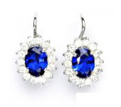 Zlaté náušnice, Kate, bílé zlato, syntetický spinel, čiré zirkony, NK 1507 