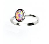 Zlatý prsten, bílé zlato, prstýnek ze zlata, syntetický růžový opál, T 1354  