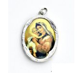 Zlatý přívěsek, bílé zlato, porcelánová Madonka s dítětem Zatzka,(M -12), P 158  