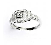 Zlatý prsten, bílé zlato, prstýnek s čirými zirkony, VR 210 