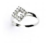 Zlatý prsten, bílé zlato, prstýnek s čirými zirkony, VR 190