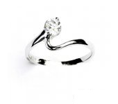 Zlatý prsten, bílé zlato, prstýnek s čirým zirkonem, T 1166