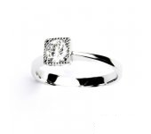 Zlatý prsten, bílé zlato, prstýnek s čirým zirkonem, T 1221 