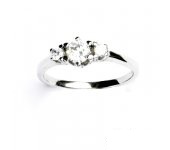 Zlatý prsten, bílé zlato, prstýnek s čirými zirkony, T 1264 