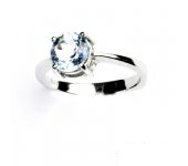Zlatý prstýnek, bílé zlato, přírodní topaz sky, prsten ze zlata, T 1252  