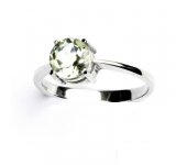 Zlatý prstýnek, bílé zlato, přírodní green ametyst, prsten ze zlata, T 1252  