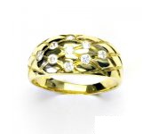 Zlatý prsten, žluté zlato, prstýnek ze zlata, čiré zirkony,  4,74 g, vel. 59