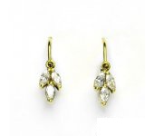 Zlaté dětské náušnice, žluté zlato, náušnice s čirými zirkony, 1,40 g
