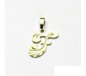 Zlatý přívěsek, žluté zlato, písmeno F, přívěšek ze zlata, 0,54 g