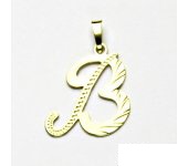 Zlatý přívěsek, žluté zlato, písmeno B, přívěšek ze zlata, 0,80 g