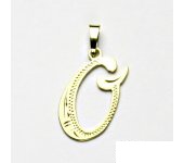 Zlatý přívěsek, žluté zlato, písmeno Q, přívěšek ze zlata, 0,68 g