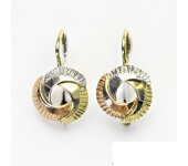 Náušnice na patent, žluté, bílé a červené zlato