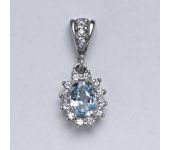 Zlatý přívěsek Kate, přírodní topaz sky, bílé zlato, přívěšek ze zlata, topaz, šperky s topazem, P 1480/2