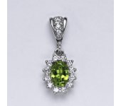 Zlatý přívěsek Kate, přírodní olivín, bílé zlato, přívěšek ze zlata, šperky s olivínem,  P 1480/2  