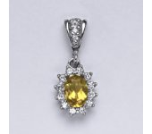 Zlatý přívěsek Kate, přírodní citrín pálený, bílé zlato, přívěšek ze zlata, šperky s citrínem, P 1480/2  