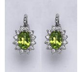 Zlaté náušnice Kate, přírodní olivín, bílé zlato, náušnice ze zlata, šperky s olivínem, NK 1480