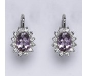 Zlaté náušnice  Kate, přírodní ametyst světlý, bílé zlato, náušnice ze zlata, šperky s ametystem, NK 1480 