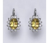 Zlaté náušnice Kate, přírodní citrín pálený, bílé zlato, náušnice ze zlata, šperky s citrínem, NK 1480 