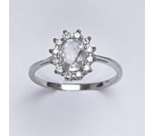 Zlatý prsten Kate, přírodní křišťál,bílé zlato, prstýnek ze zlata, šperky s křišťálem, T 1480