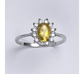 Zlatý prsten Kate, přírodní citrín pálený, bílé zlato, prstýnek ze zlata, šperky s citrínem, T 1480 