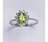 Zlatý prsten Kate, přírodní olivín, bílé zlato, prstýnek ze zlata, šperky s olivínem, T 1480 