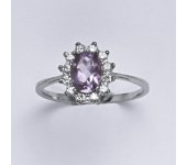 Zlatý prsten Kate, přírodní ametyst, bílé zlato, prstýnek ze zlata, šperky s  ametystem, T 1480  