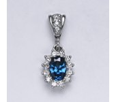 Zlatý přívěšek Kate, zirkon,tmavý akvamarin, bílé zlato P 1480 