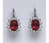 Zlaté náušnice Kate, zirkon, syntetický rubín, bílé zlato, NK 1480 