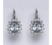 Zlaté náušnice Kate, zirkon, syntetický akvamarin, bílé zlato, NK 1480  