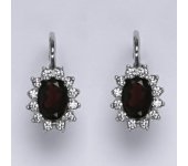 Zlaté náušnice Kate, přírodní granát, bílé zlato, NK 1480  