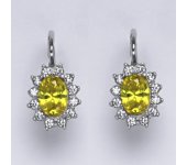 Zlaté náušnice Kate, zirkon, žlutý, bílé zlato, NK 1480 