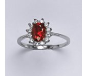 Zlatý prsten Kate, oranžový zirkon, čiré zirkony, bílé zlato, prstýnek ze zlata,  T 1480