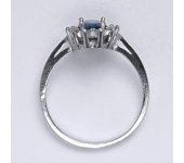 Zlatý prsten Kate, zirkon akvamarin, čiré zirkony, bílé zlato, prstýnek ze zlata,  T 1480   