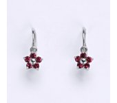 Dětské náušničky zlaté se Swarovski krystalem fuchsia, bílé zlato, NK 1391