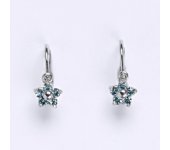 Dětské náušničky zlaté se Swarovski krystalem akvamarine, bílé zlato, NK 1391