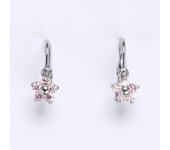 Dětské náušničky zlaté s růžovým zirkonem, bílé zlato, NK 1391