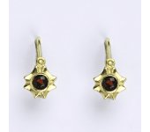 Dětské náušničky zlaté s granátem, žluté zlato NK 1383